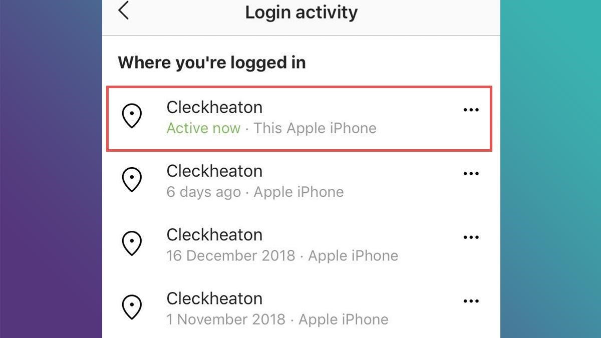 login activity اینستاگرام
