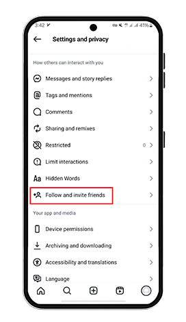 فالو کردن دوستان در اینستاگرام