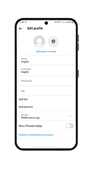 تکمیل پروفایل پیج اینستاگرام