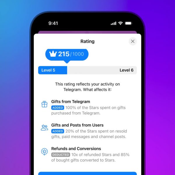 امتیاز پروفایل تلگرام