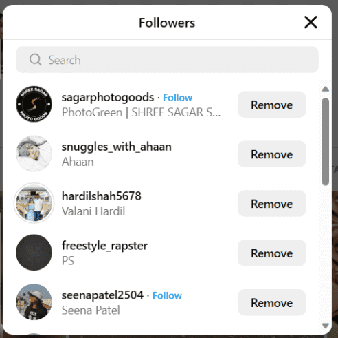 دیدن لیست فالوور های اینستاگرام