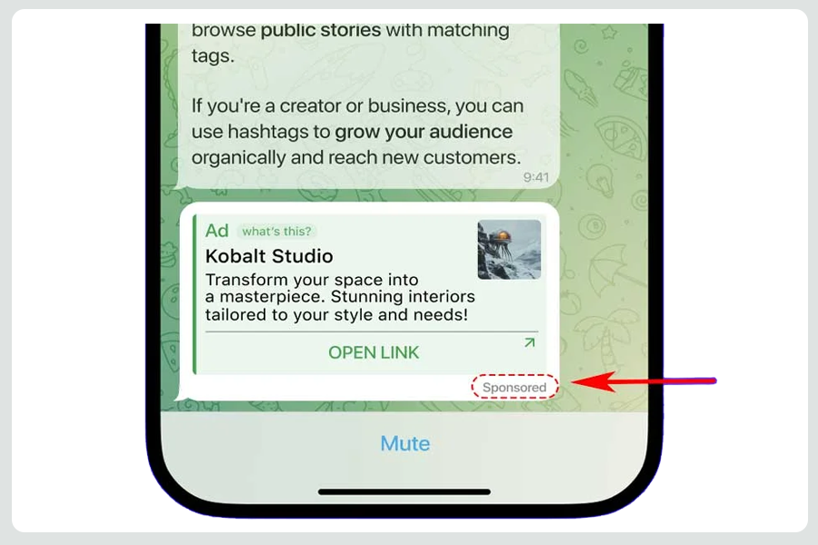 تبلیغات اسپانسری در تلگرام