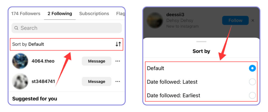 لیست فالووینگ اینستاگرام