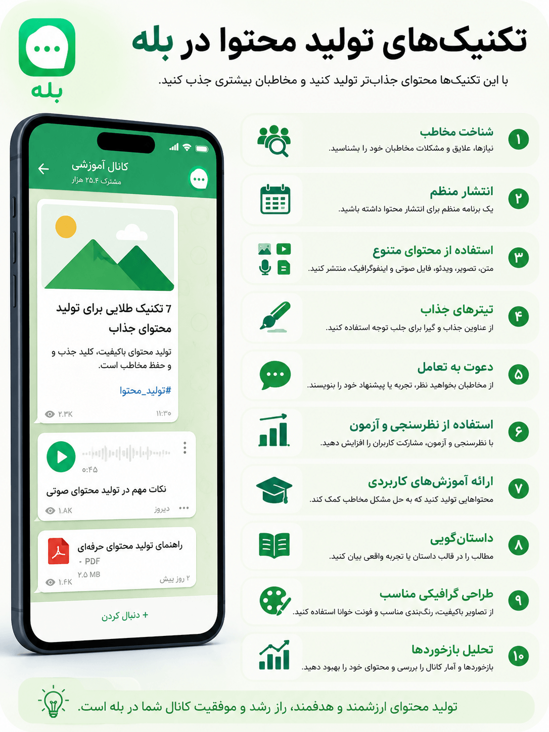 تکنیک های تولید محتوا در بله
