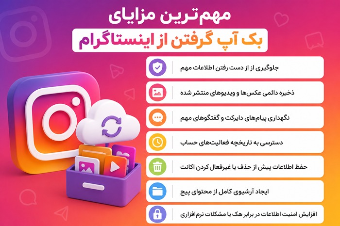 مهنترین مزایای چطور از اینستاگرام بک آپ بگیرم